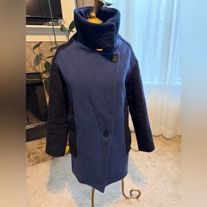Erotokritos women’s Stylish Blue and Black Coat sie 0 wool  blend with cashmere